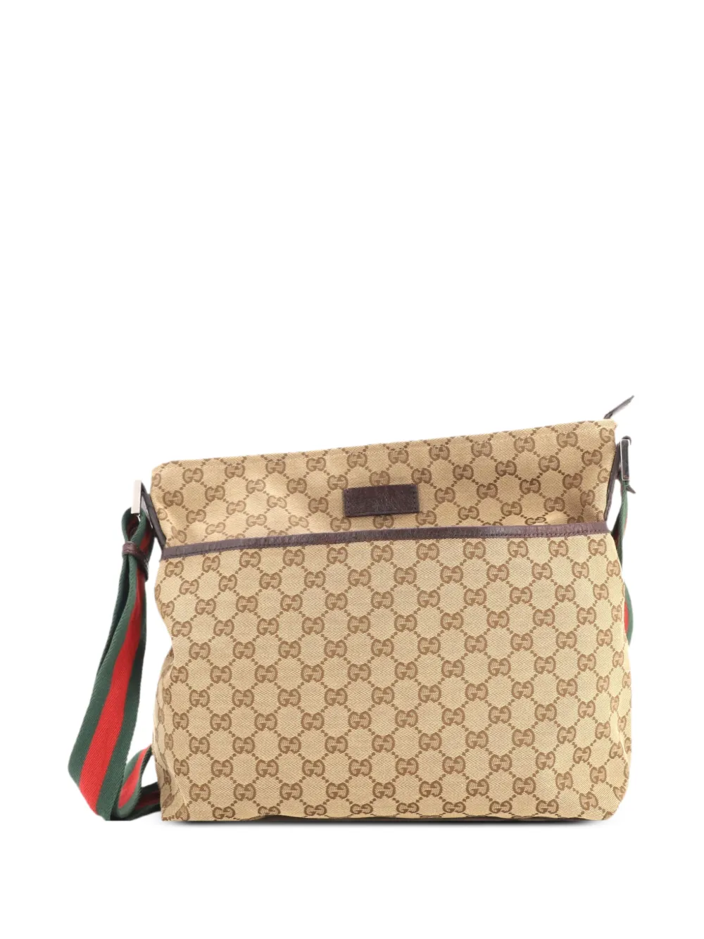 Gucci Pre-Owned Front Pocket Web Messenger GG Canvas Medium crossbody bag - Marrone