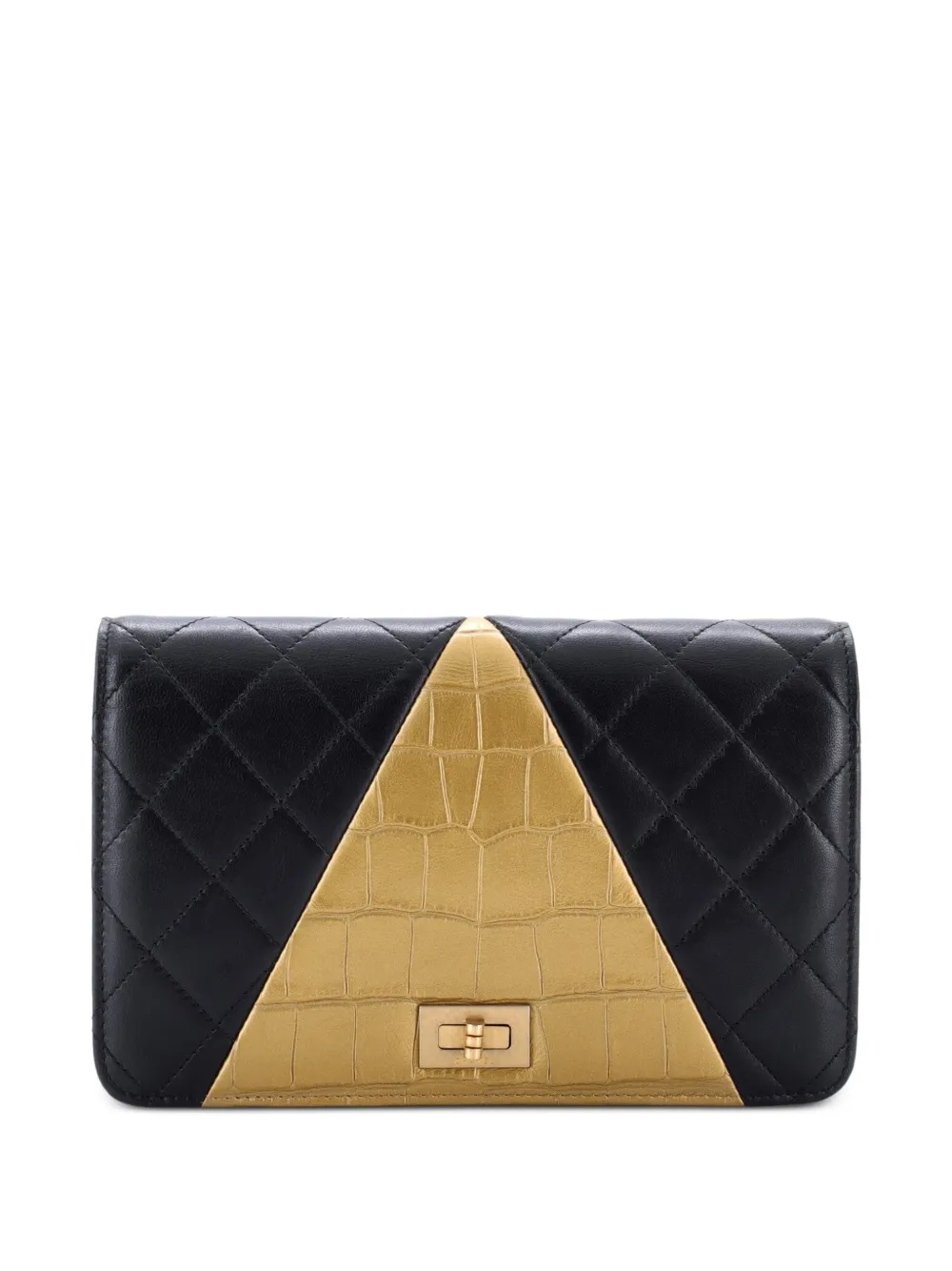 CHANEL Pre-Owned Reissue 2.55 Wallet on Chain Crocodile Embossed Calfskin and Quilted Lambskin crossbody bag - Nero