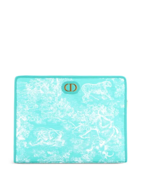 Dior Pre-owned 30 Montaigne Zip Pouch Jacquard Canvas Medium Clutch Bag in Green