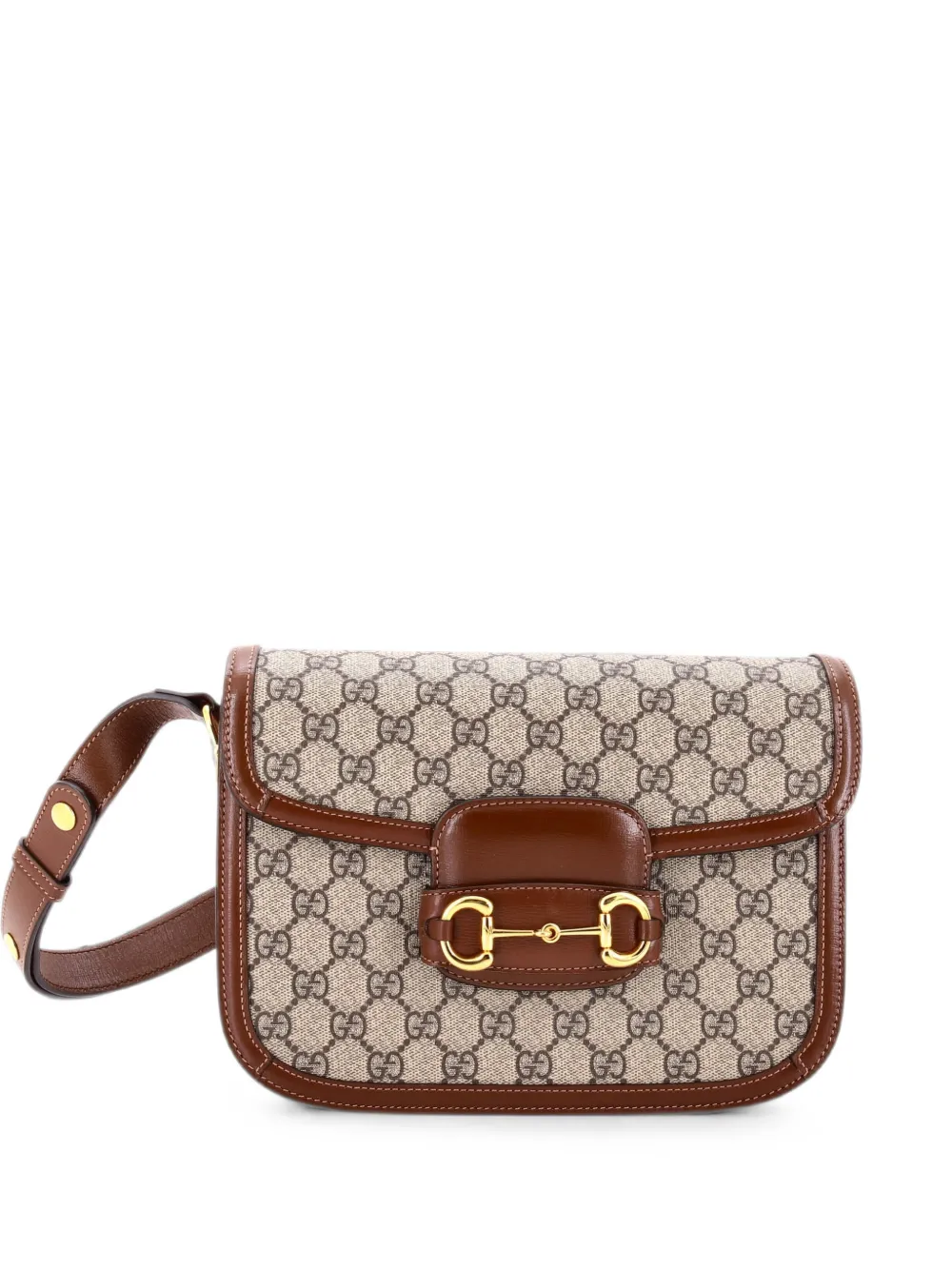 Gucci Pre-Owned Horsebit 1955 Shoulder Bag GG Coated Canvas with Leather Small crossbody bag - Brown