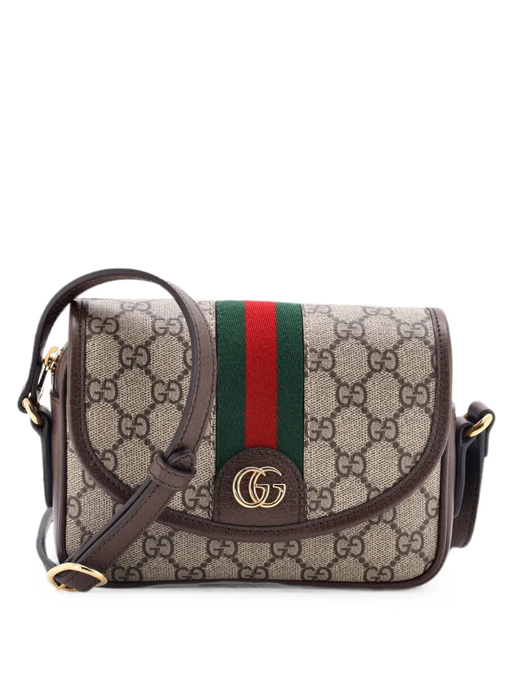 Gucci Pre-Owned Ophidia Flap Shoulder Bag GG Coated Canvas Mini crossbody bag - Marrone