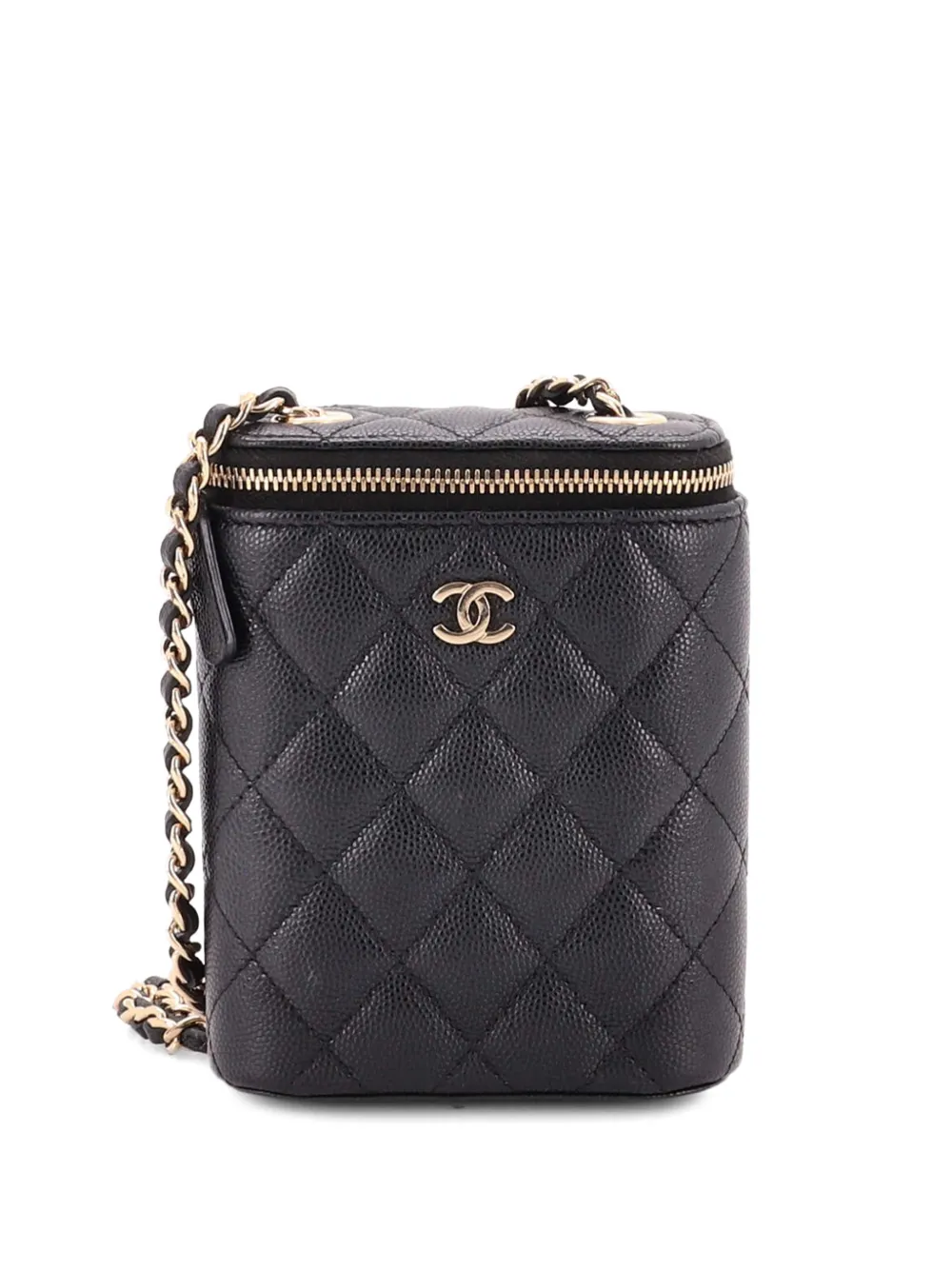CHANEL Pre-Owned Vertical Classic Vanity Case with Chain Quilted Caviar Small shoulder bag - Nero