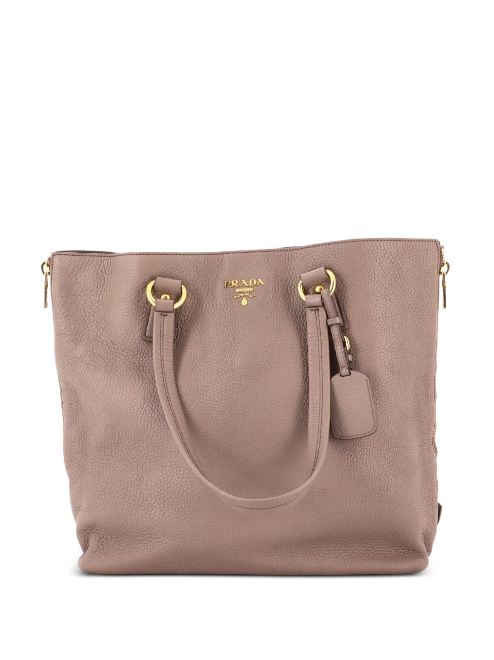Prada Pre-Owned Großer Vitello Daino Tote Bag mit Reißverschluss - Nude