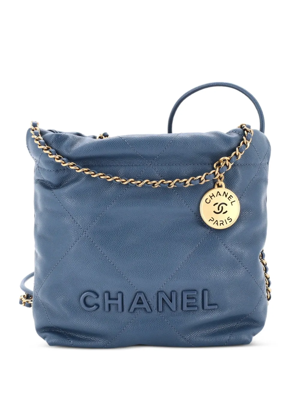 CHANEL Pre-Owned 22 Chain Quilted Caviar Mini hobo bag - Blu