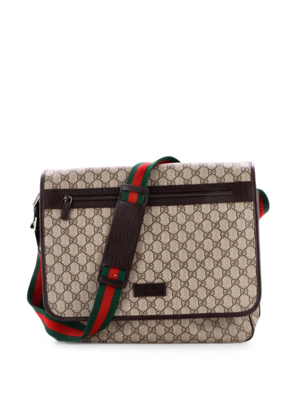 Gucci Pre-Owned Web Strap Messenger Bag GG Coated Canvas Large crossbody bag - Brown