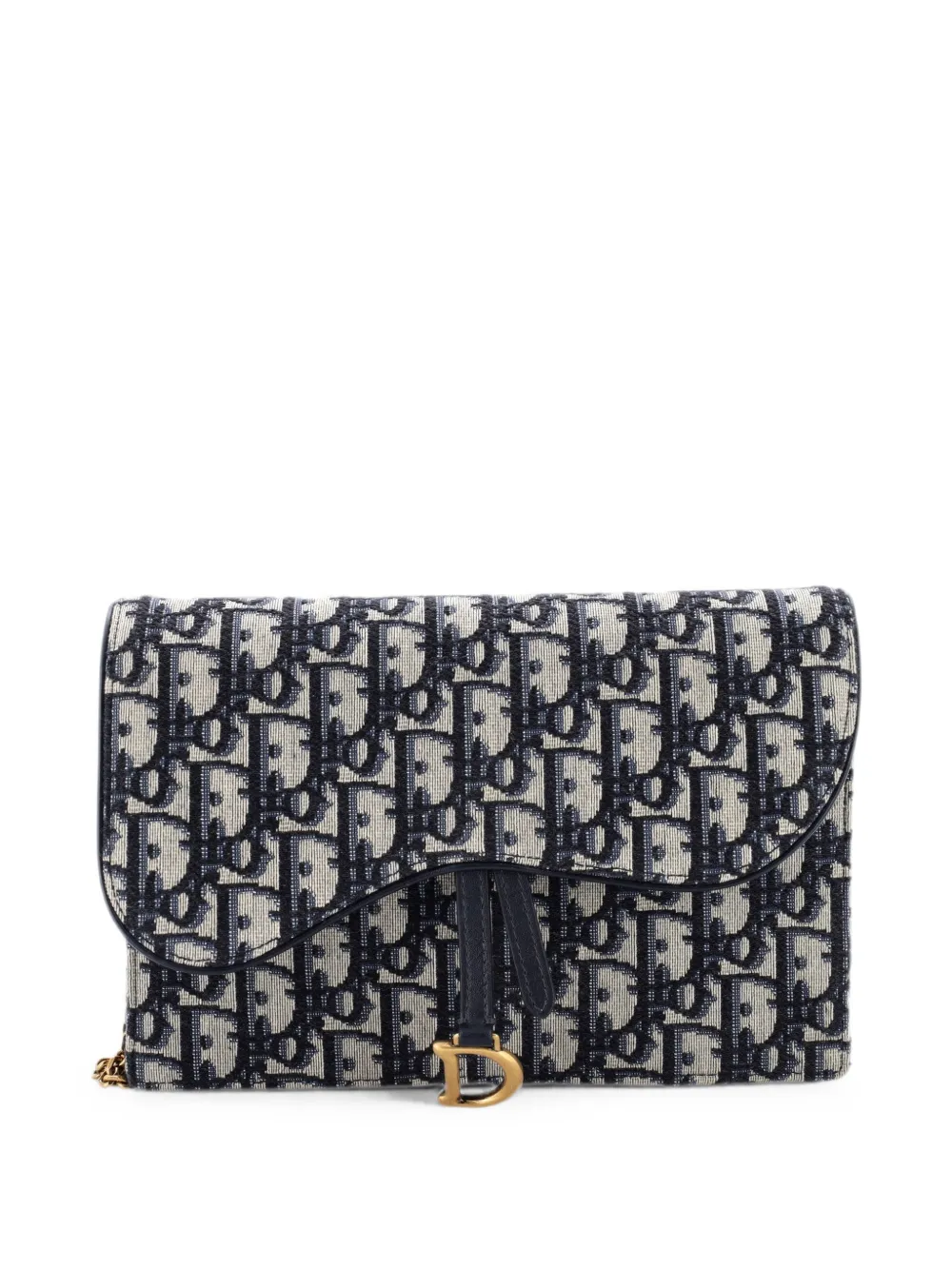 Christian Dior Pre-Owned Saddle Chain Oblique Canvas clutch bag - Blau