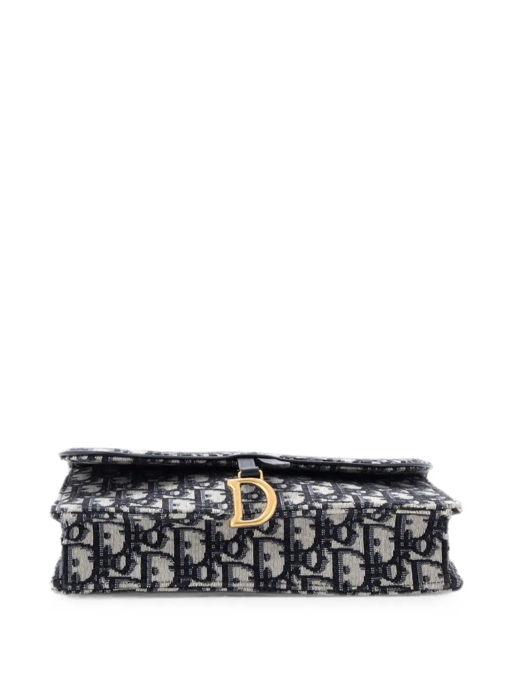 Christian Dior Pre-Owned Saddle Chain Oblique Canvas clutch bag - Blue
