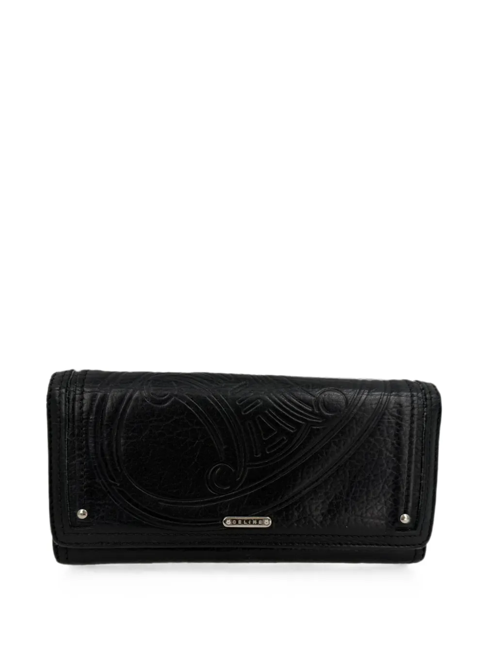 Pre-owned Celine Triomphe-embossed Long Wallet In Black