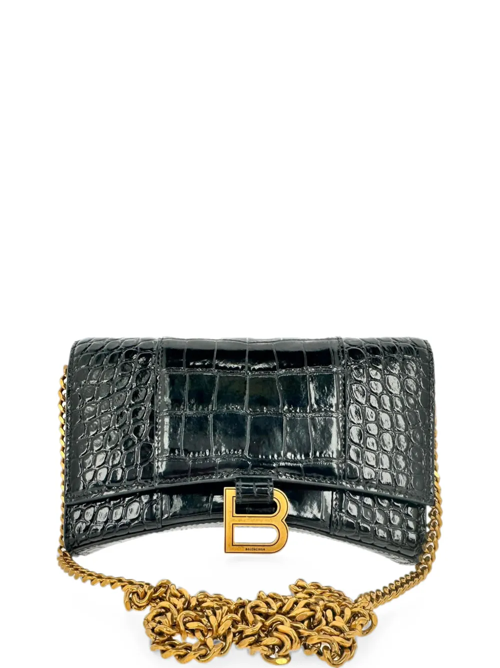 Balenciaga Pre-Owned Hourglass croc-embossed crossbody bag - Schwarz