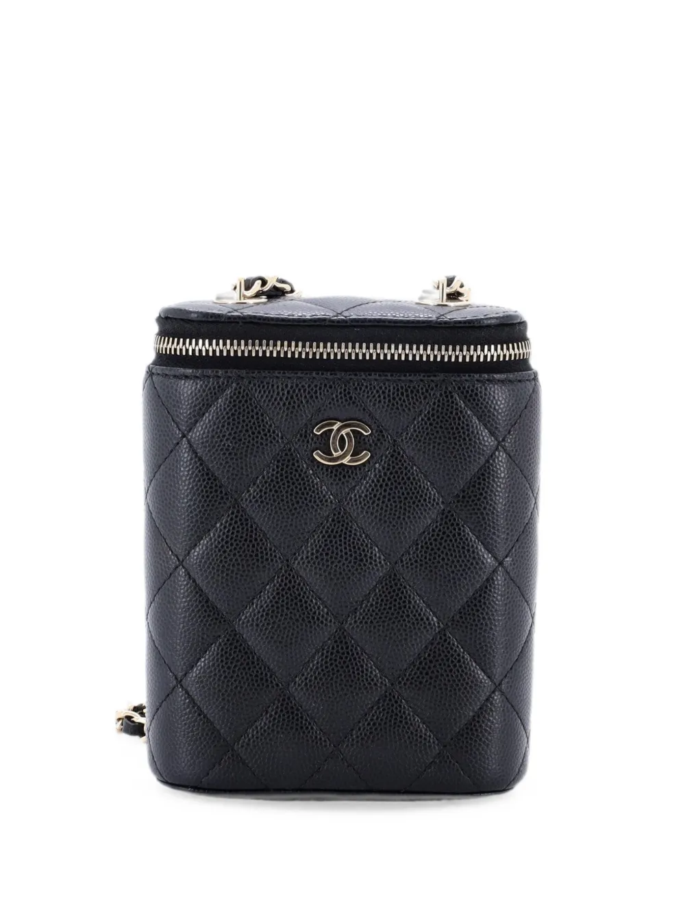 CHANEL Pre-Owned Vertical Classic Vanity Case with Chain Quilted Caviar Small shoulder bag - Nero