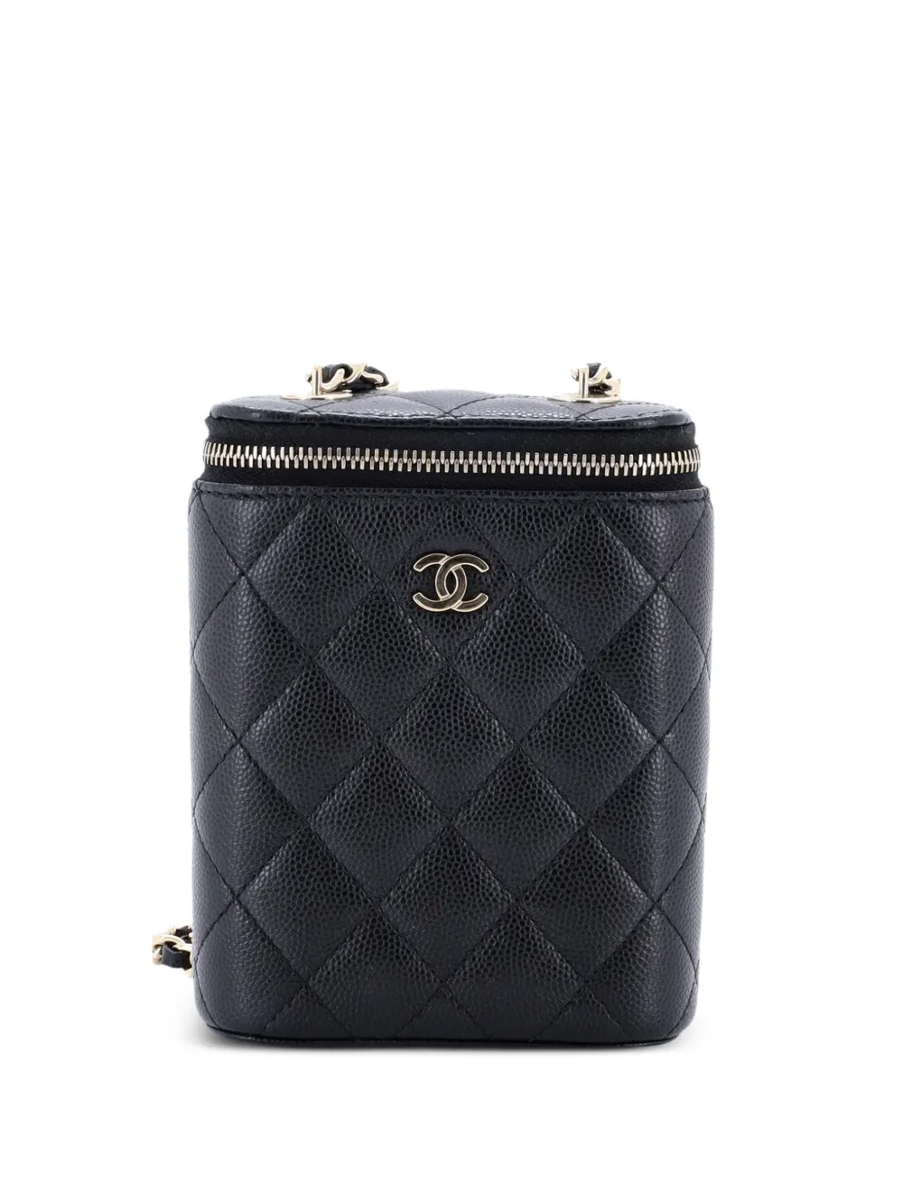 CHANEL Pre-Owned Vertical Classic Vanity Case with Chain Quilted Caviar Small shoulder bag - Nero