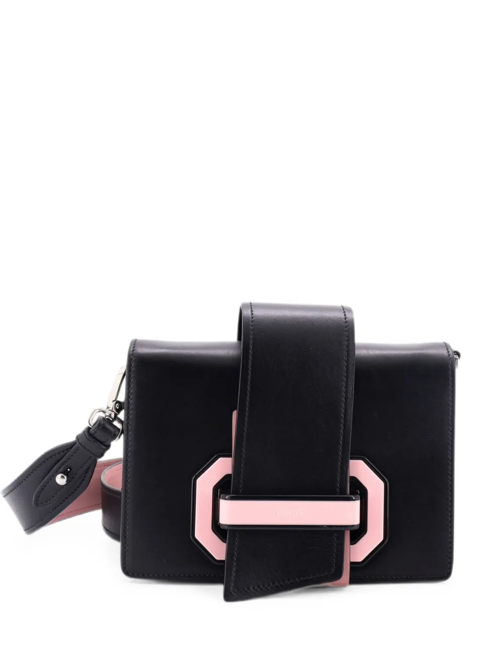 Prada Pre-Owned Plex Ribbon Shoulder Bag City Calfskin Small crossbody bag - Black