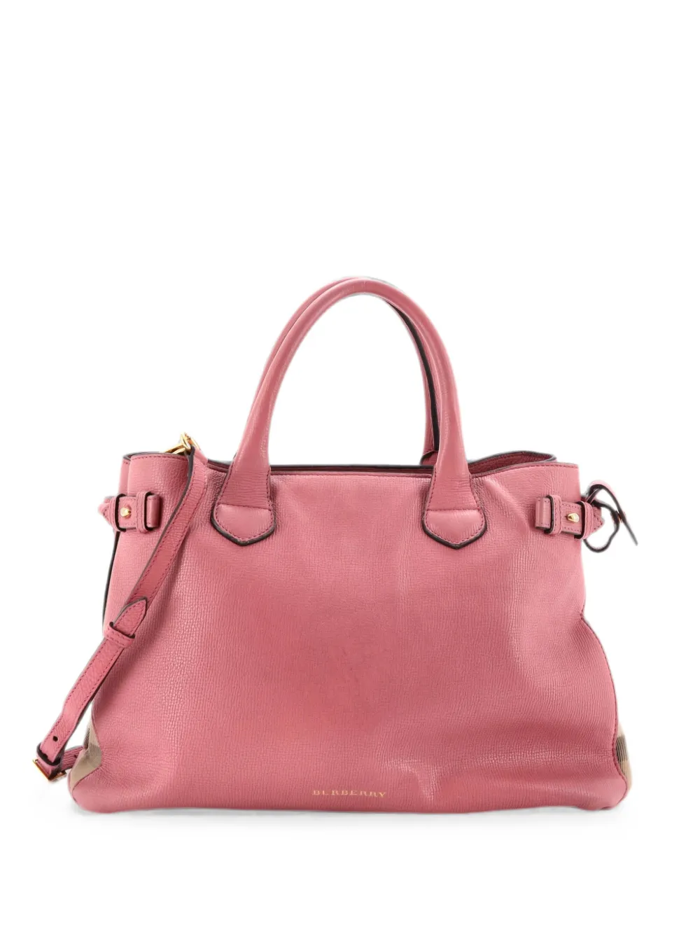 Burberry Pre-Owned Banner Tote Leather and House Check Canvas Medium satchel - Rosa