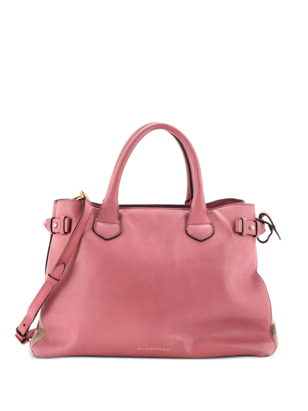 Burberry Pre-Owned Banner Tote Leather and House Check Canvas Medium satchel - Rosa