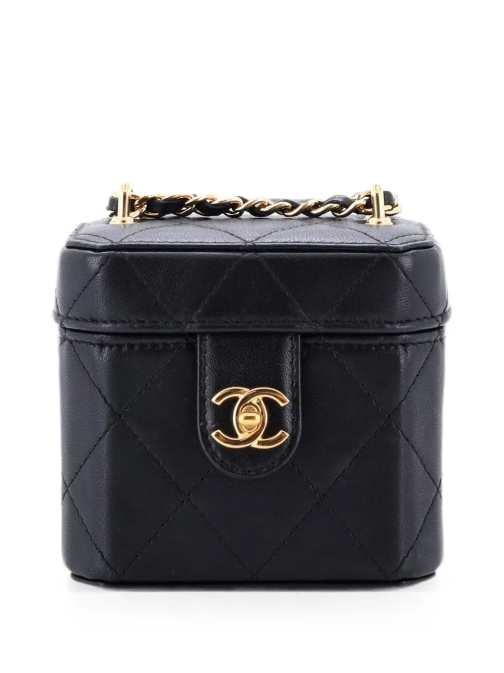 CHANEL Pre-Owned CC Turnlock Box Vanity Case with Chain Quilted Lambskin Mini crossbody bag - Schwarz