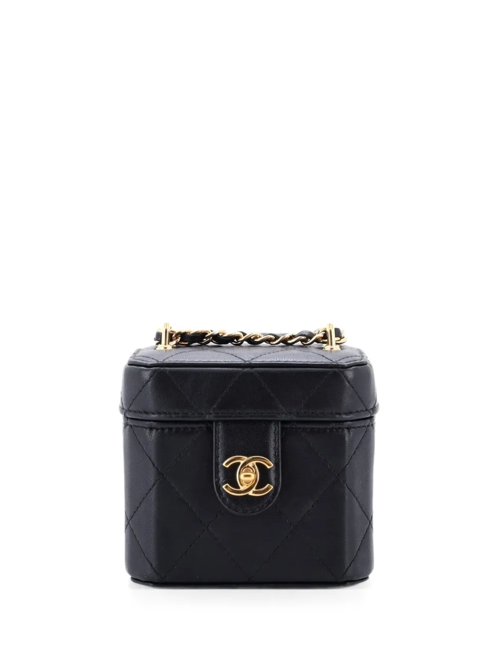 CHANEL Pre-Owned CC Turnlock Box Vanity Case with Chain Quilted Lambskin Mini crossbody bag - Schwarz