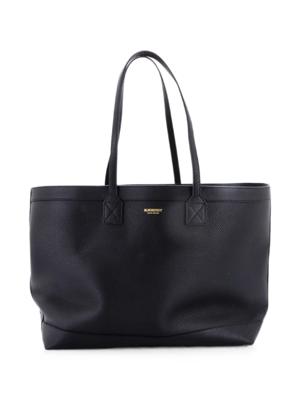 Burberry Pre-Owned Shopping Leather with Check Canvas Interior Medium tote bag - Nero