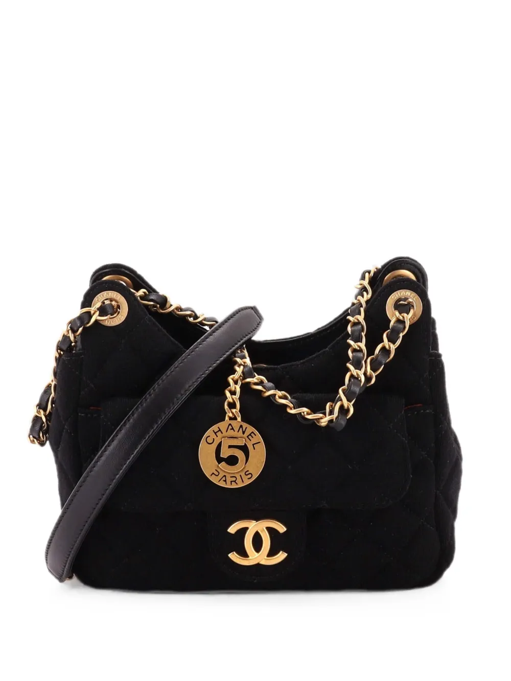 CHANEL Pre-Owned Wavy CC Quilted Jersey Small hobo bag - Nero
