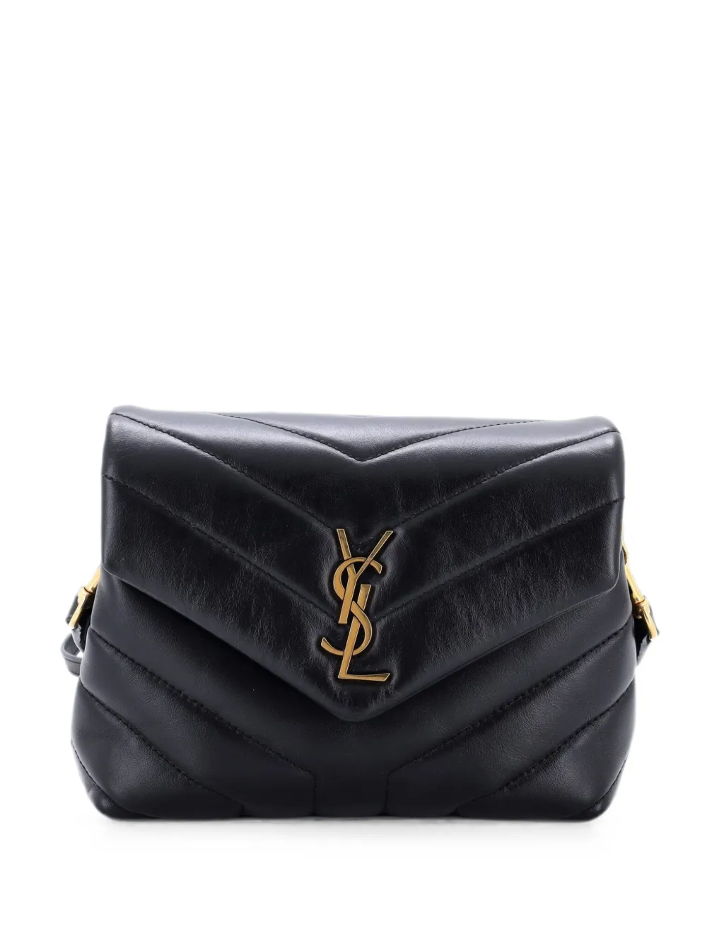 Saint Laurent Pre-Owned Loulou Shoulder Bag Matelasse Chevron Leather Toy crossbody bag - Black