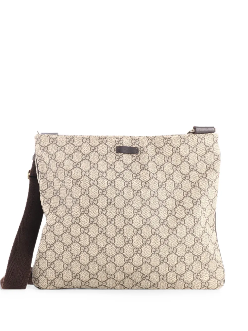 Gucci Pre-Owned Zip Top Messenger Bag GG Coated Canvas Large crossbody bag - Marrone
