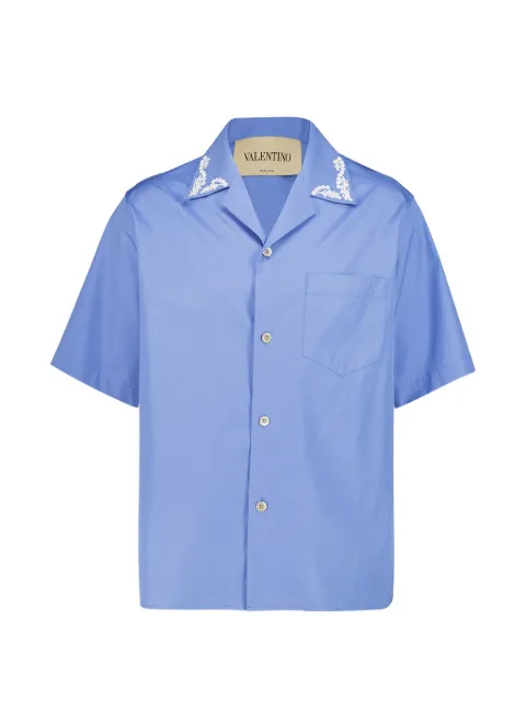 Valentino Garavani floral-embroidery short-sleeve shirt