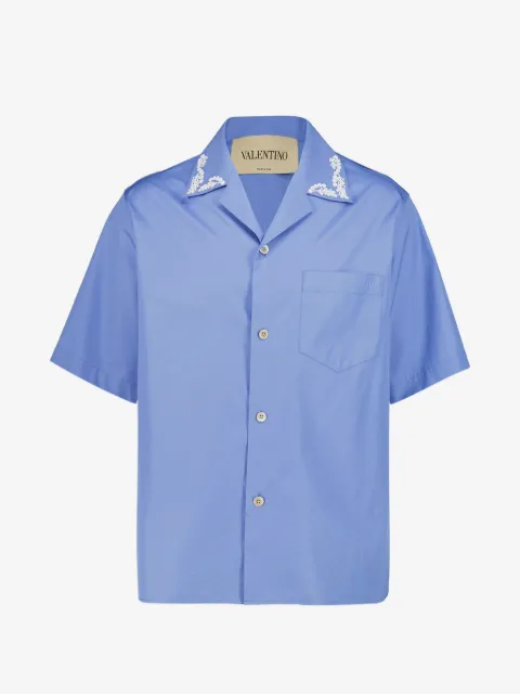 Valentino Garavani floral-embroidery short-sleeve shirt