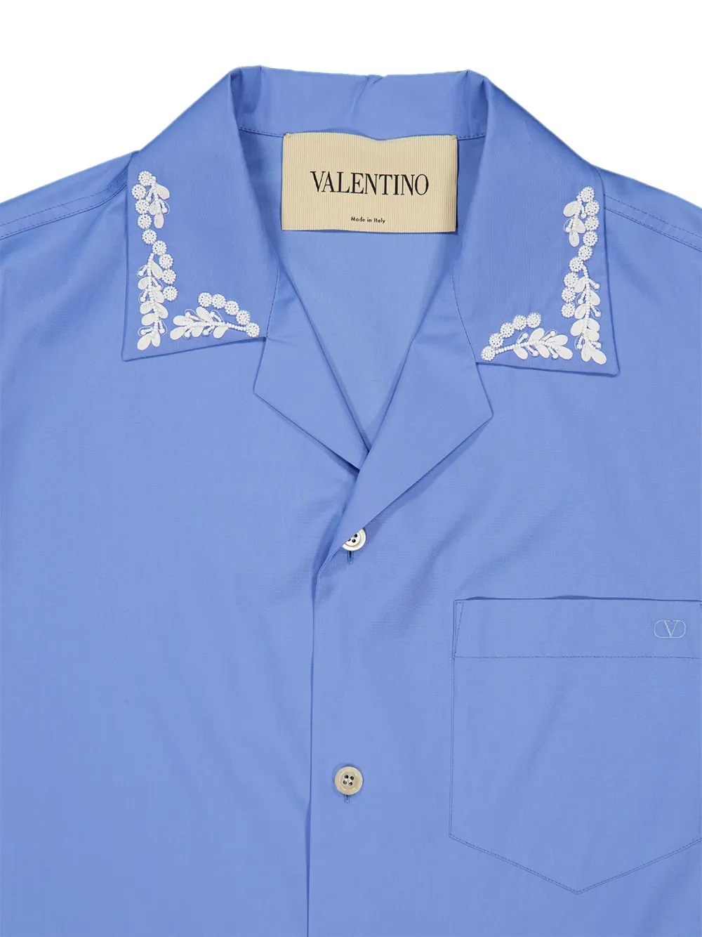 Valentino Garavani Overhemd met geborduurde bloemen Blauw