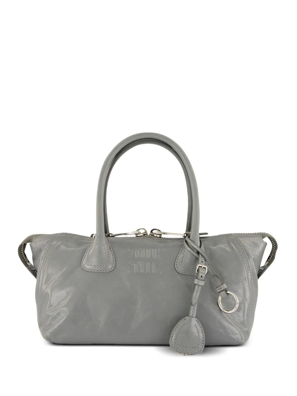 Miu Miu logo-embossed leather shoulder bag - Grau