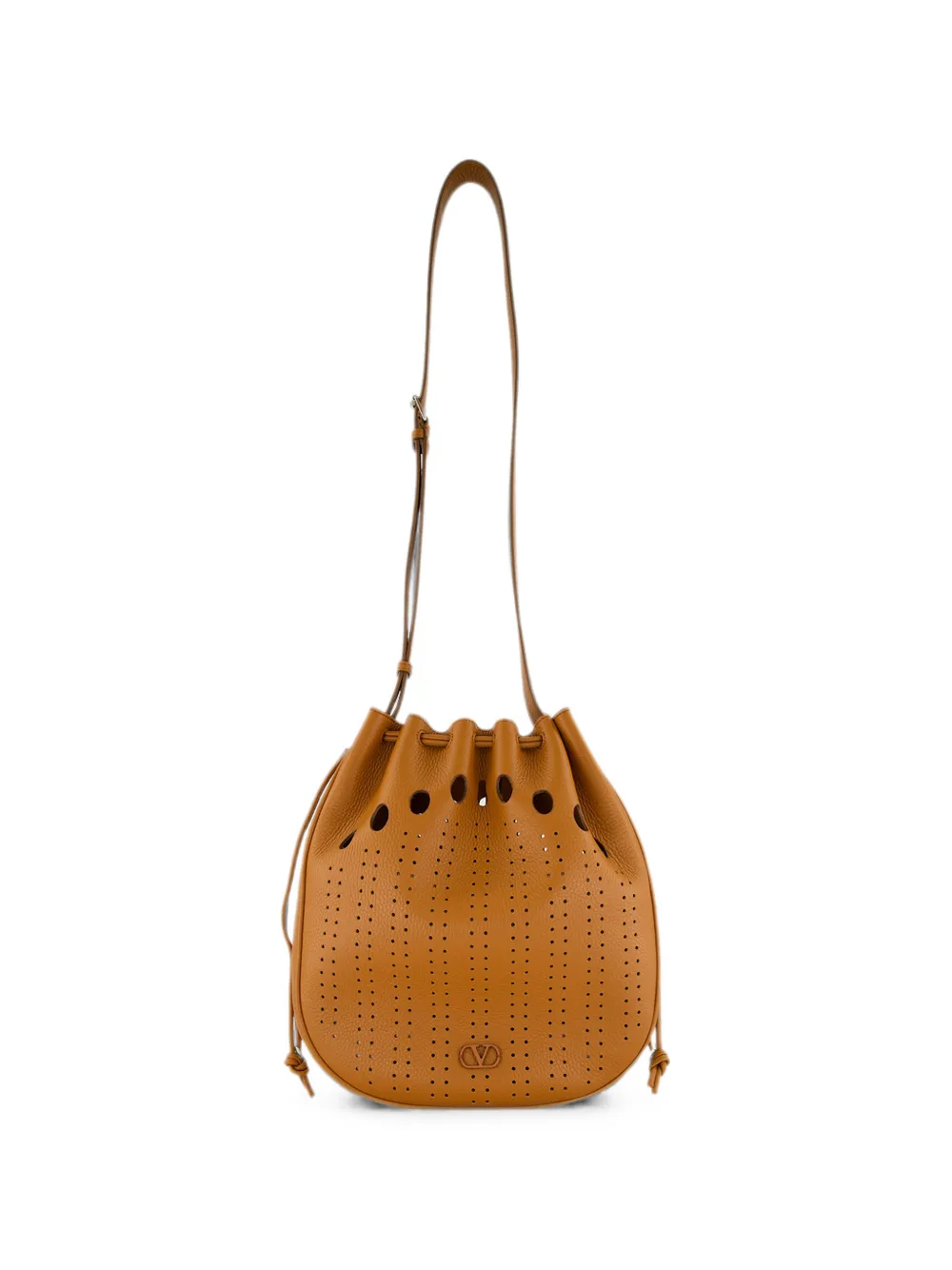 Valentino Garavani perforated leather shoulder bag - Braun