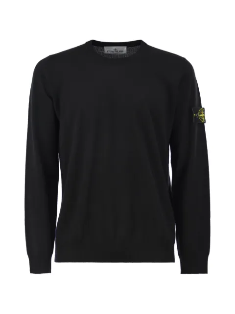 Stone Island embossed-stitch logo-patch sweater
