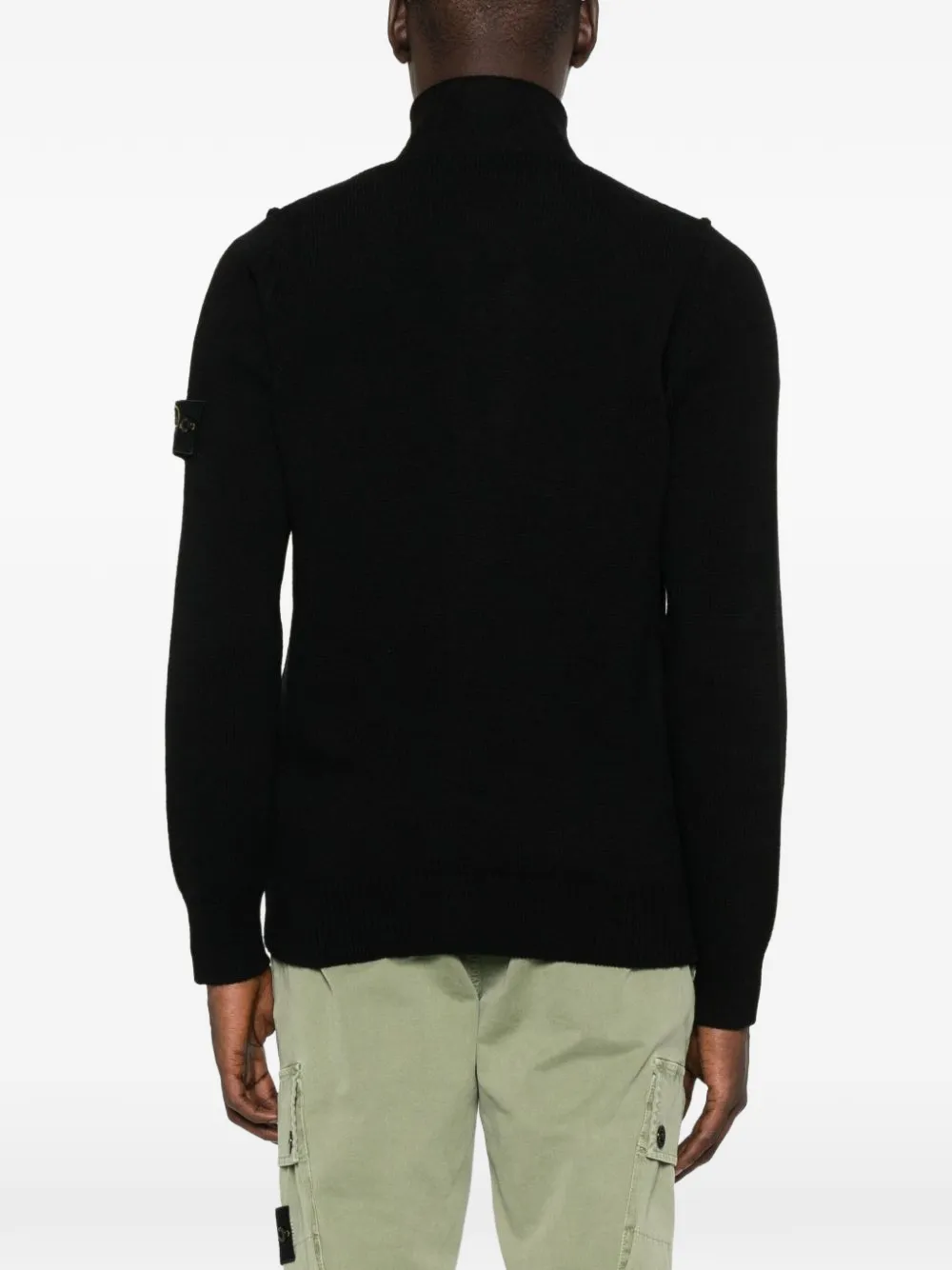Stone Island 5100047 lamswollen trui Zwart