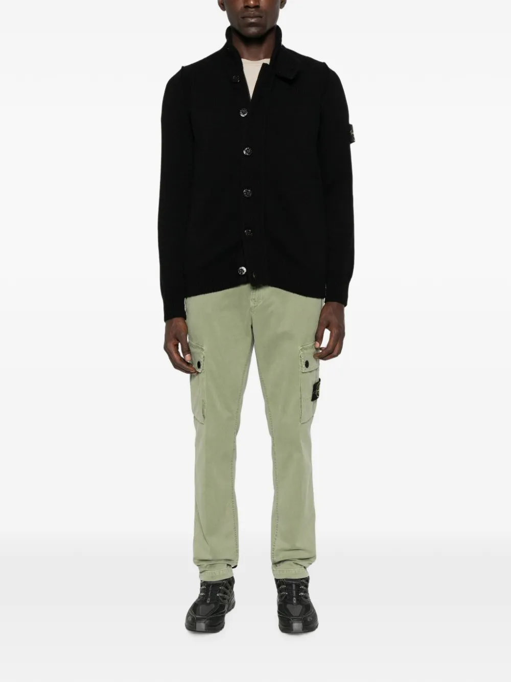 Stone Island 5100047 lamswollen trui Zwart