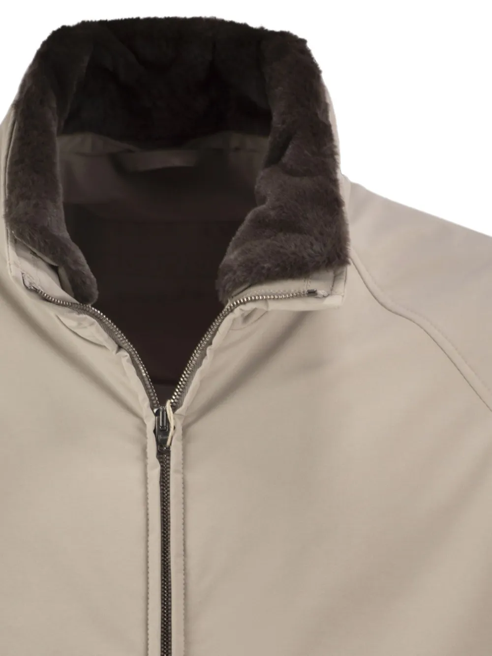 Herno Gewatteerd jack met voering van imitatiebont Beige