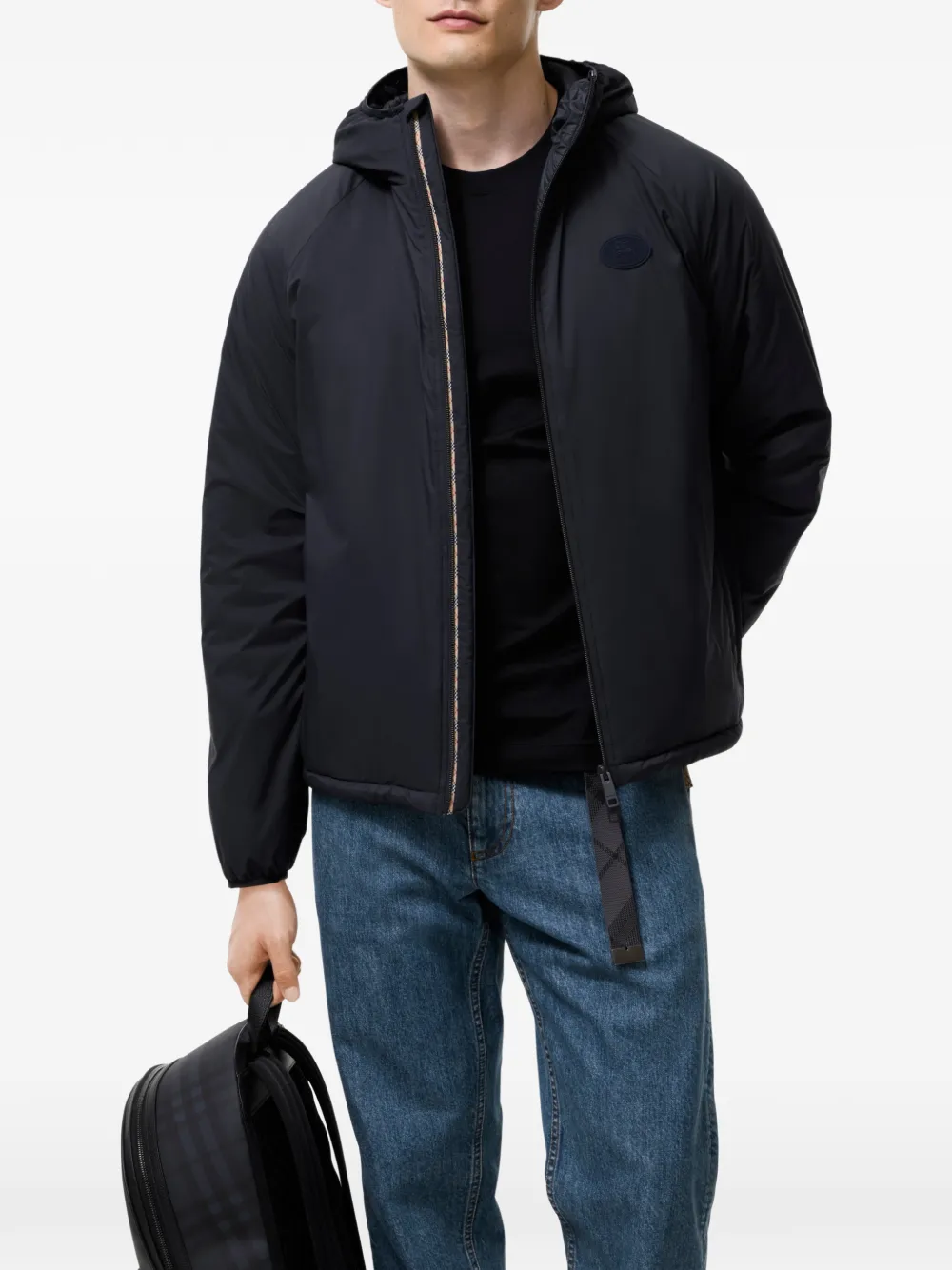 Burberry Dunwich jack van nylon met capuchon Zwart