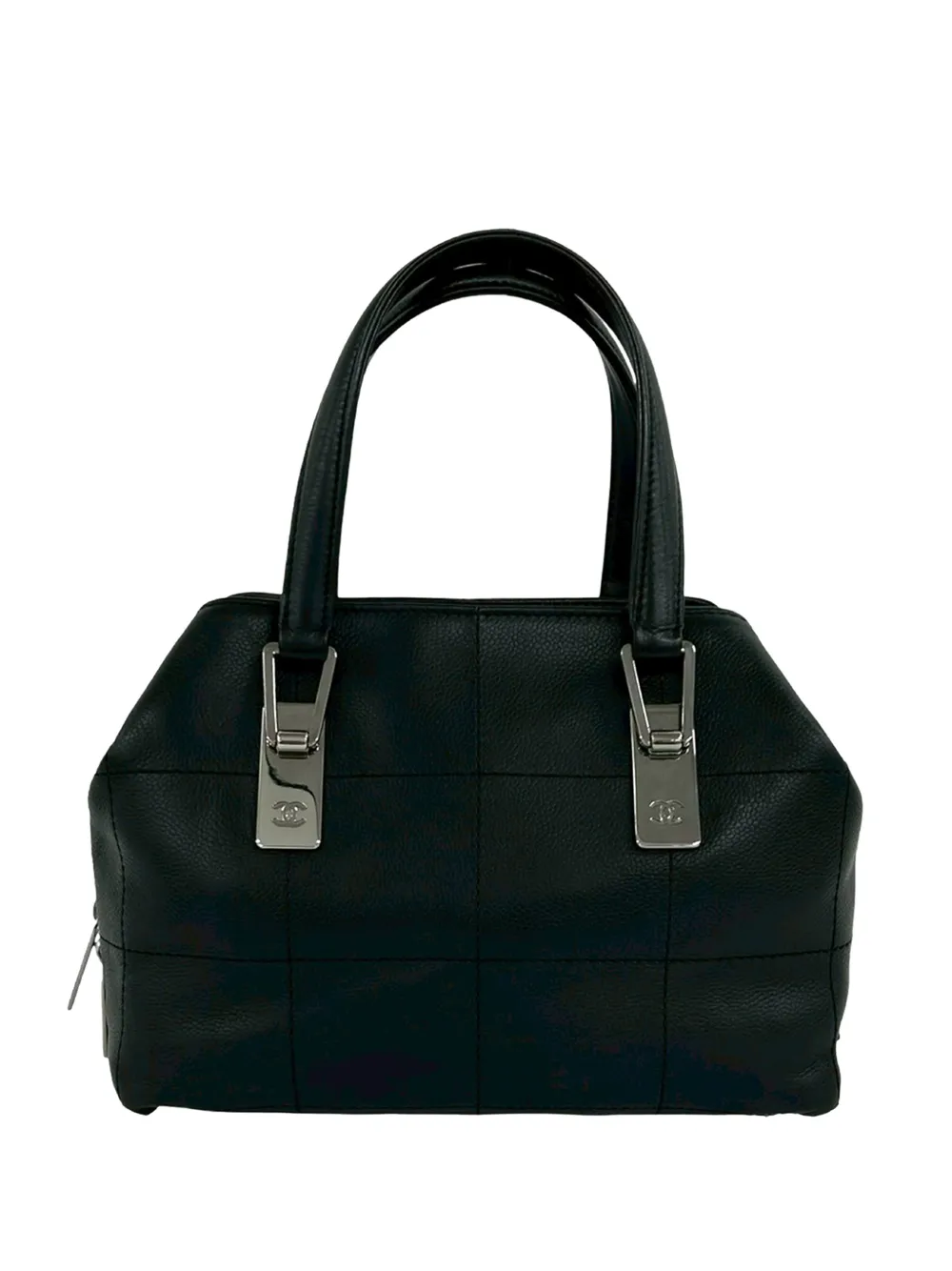 Pre-owned Chanel 2000-2010 Cc Caviar Square Stitch Handbag In Black