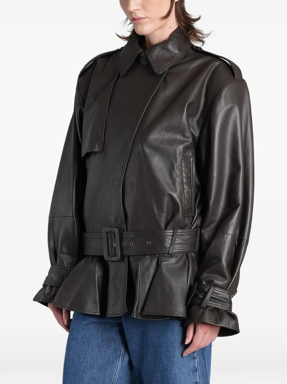 ROTATE BIRGER CHRISTENSEN Biker leren jack Bruin