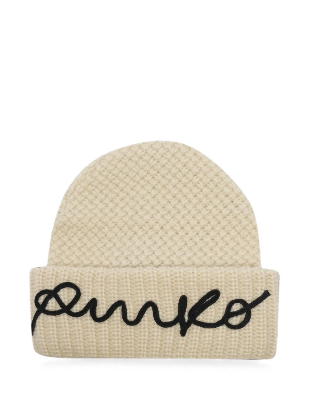PINKO Bambu embroidered-logo beanie hat - Toni neutri