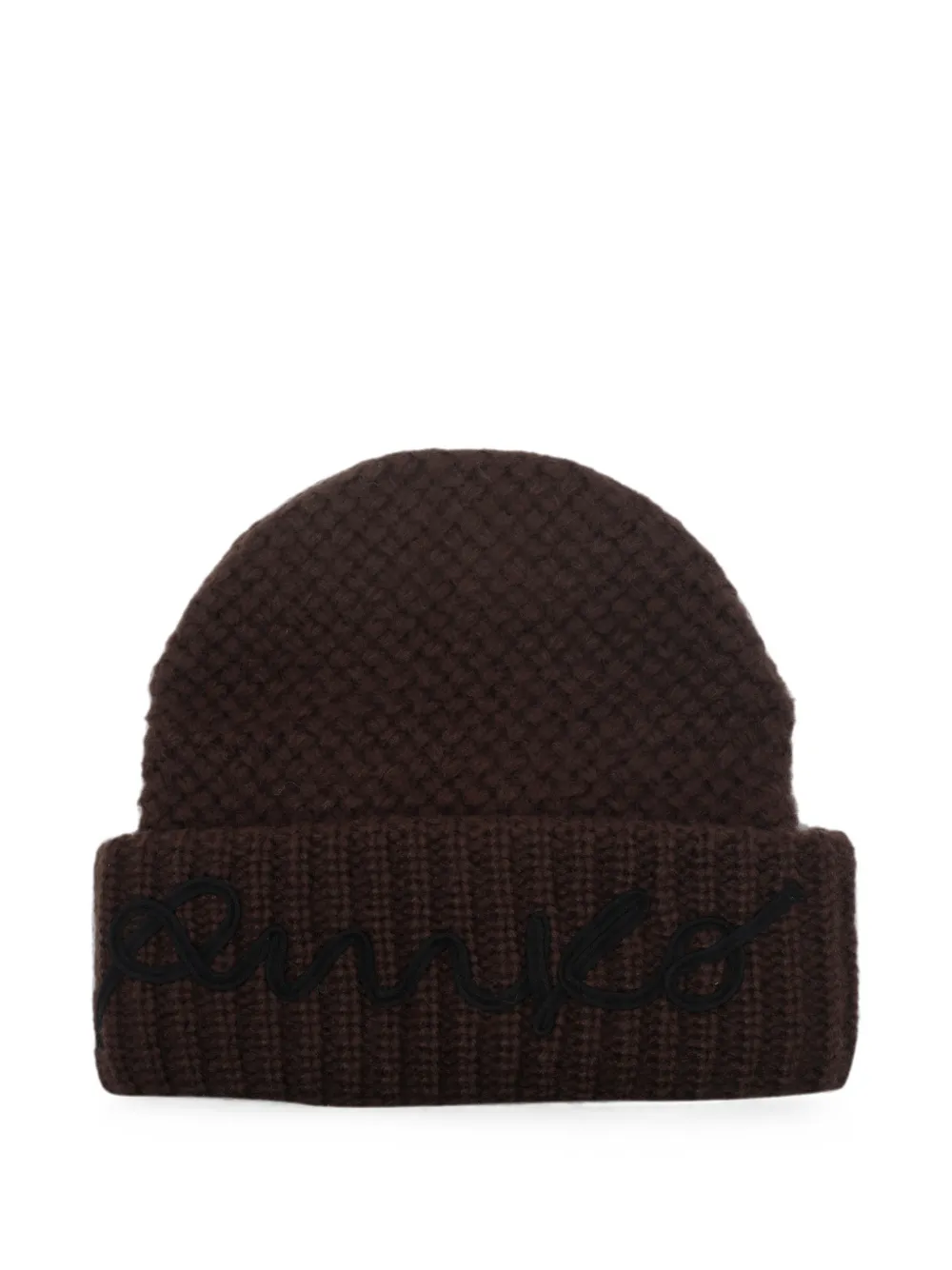 PINKO Bambu logo-embroidered beanie hat - Marrone