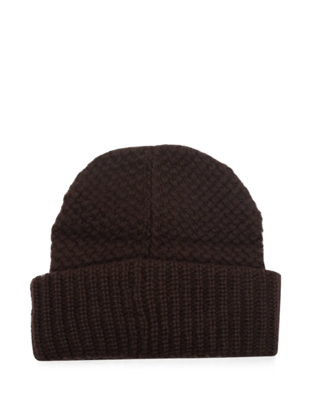 PINKO Ribgebreide muts met geborduurd logo Bruin