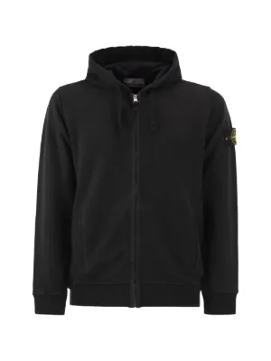 Stone Island logo-patch zip-up Hoodie | Black | FARFETCH