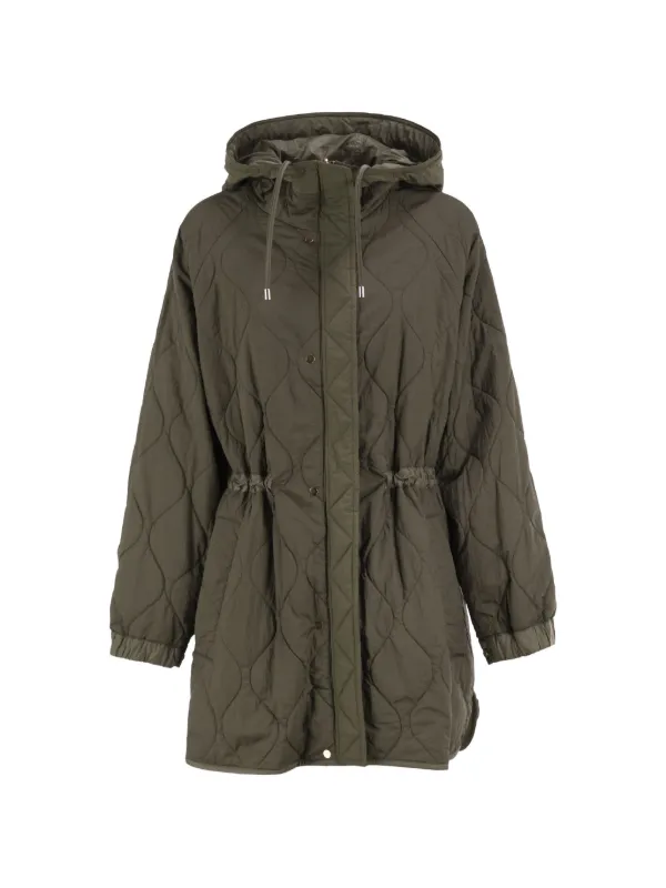 新品未使 Max Mara LEISURE ロングコート パーカー カーキ XL Weekend Max Mara Dalcamo Reversible Quilted Hooded Parka | Green