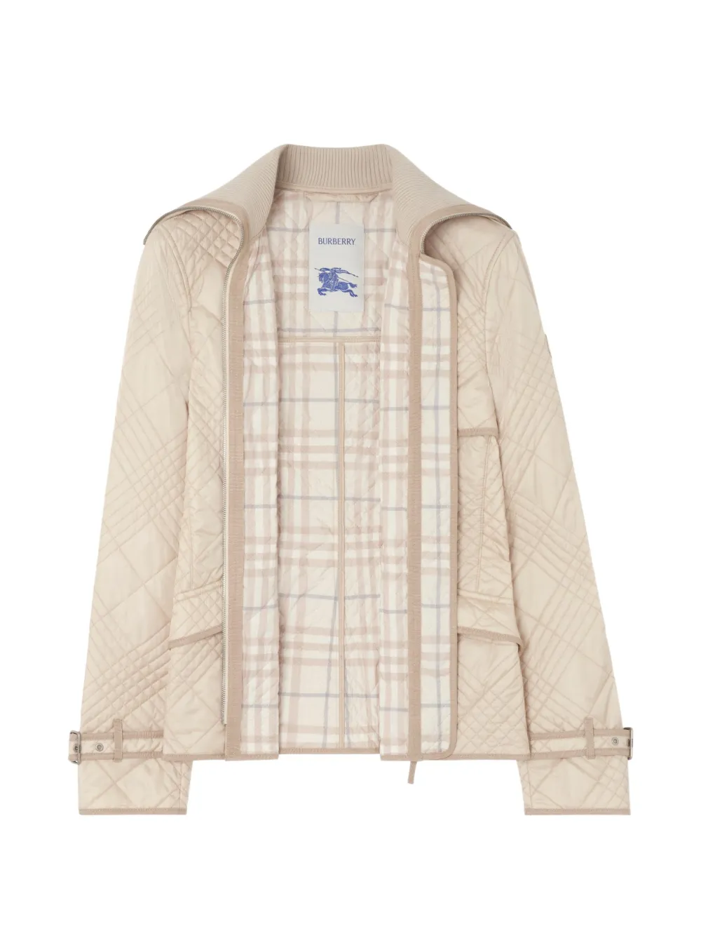 Burberry Abbeydale nylon jack met geruit stiksel Beige