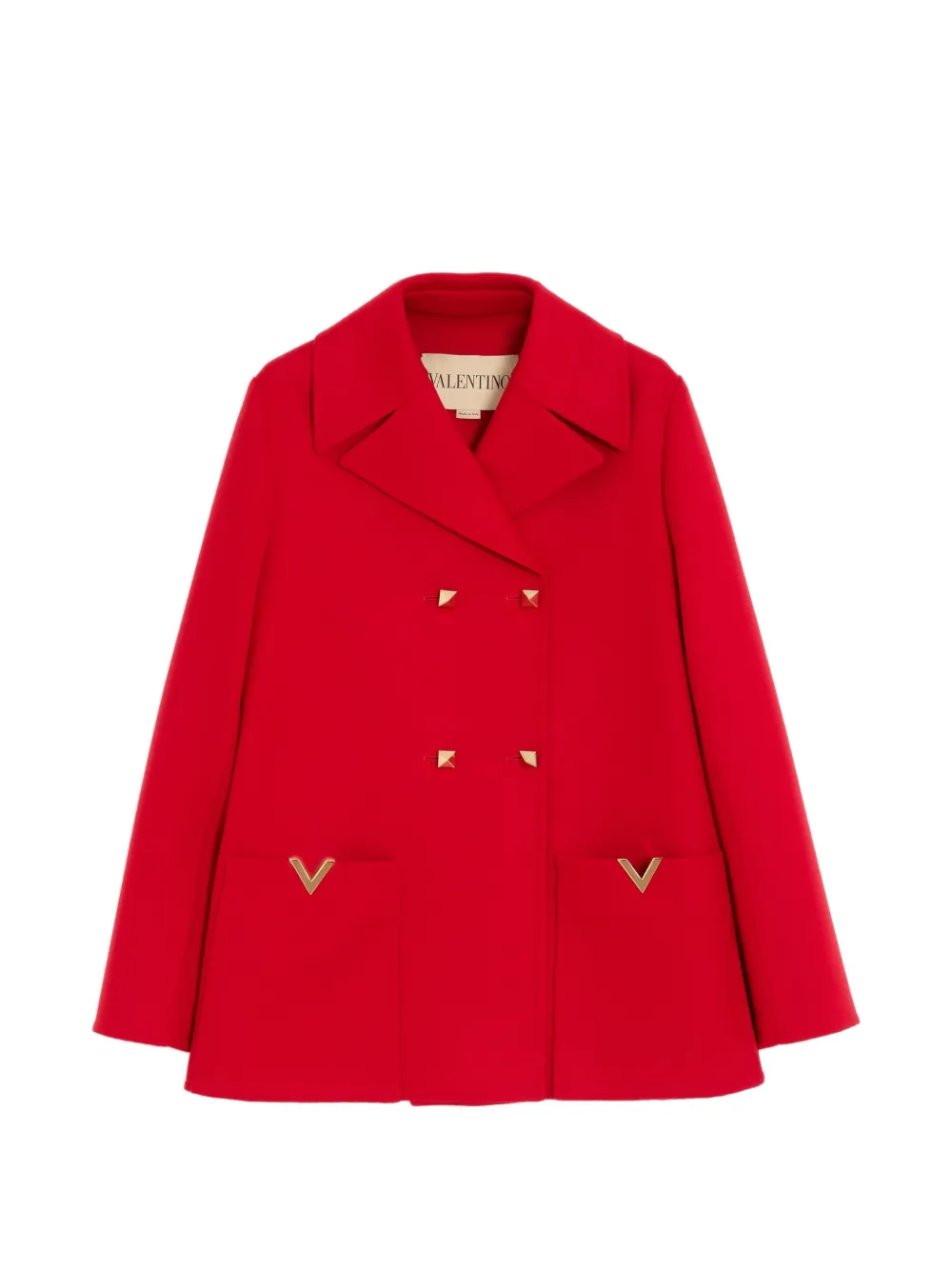 Valentino Garavani Compact Drap double-breasted peacoat - Rosso