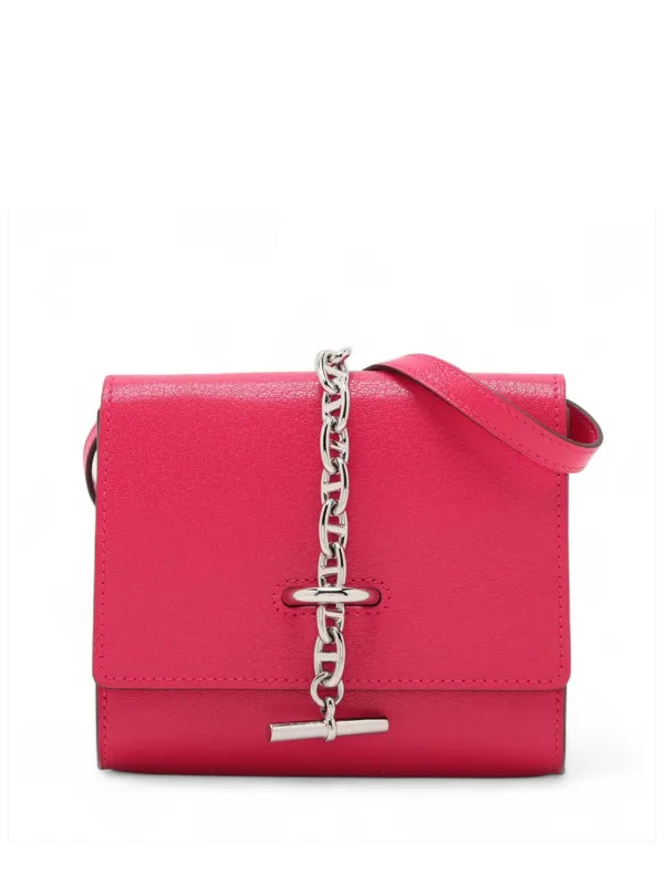 Hermès Pre-owned 2023 Chevre Mysorechaine D'ancre Compact Wallet Crossbody Bag in Pink