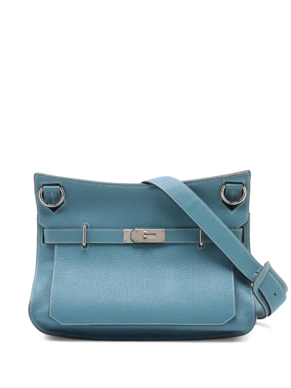 Hermès Pre-owned 2009 Clemence Jypsiere 34 Crossbody Bag in Blue