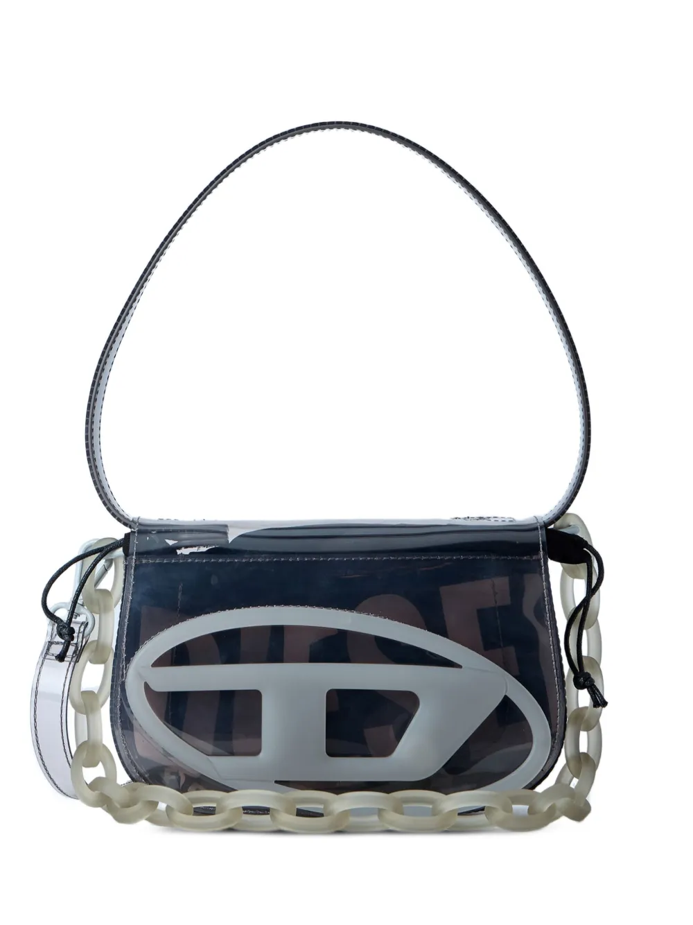Diesel 1DR-Iconic shoulder bag in transparent TPU - Grau