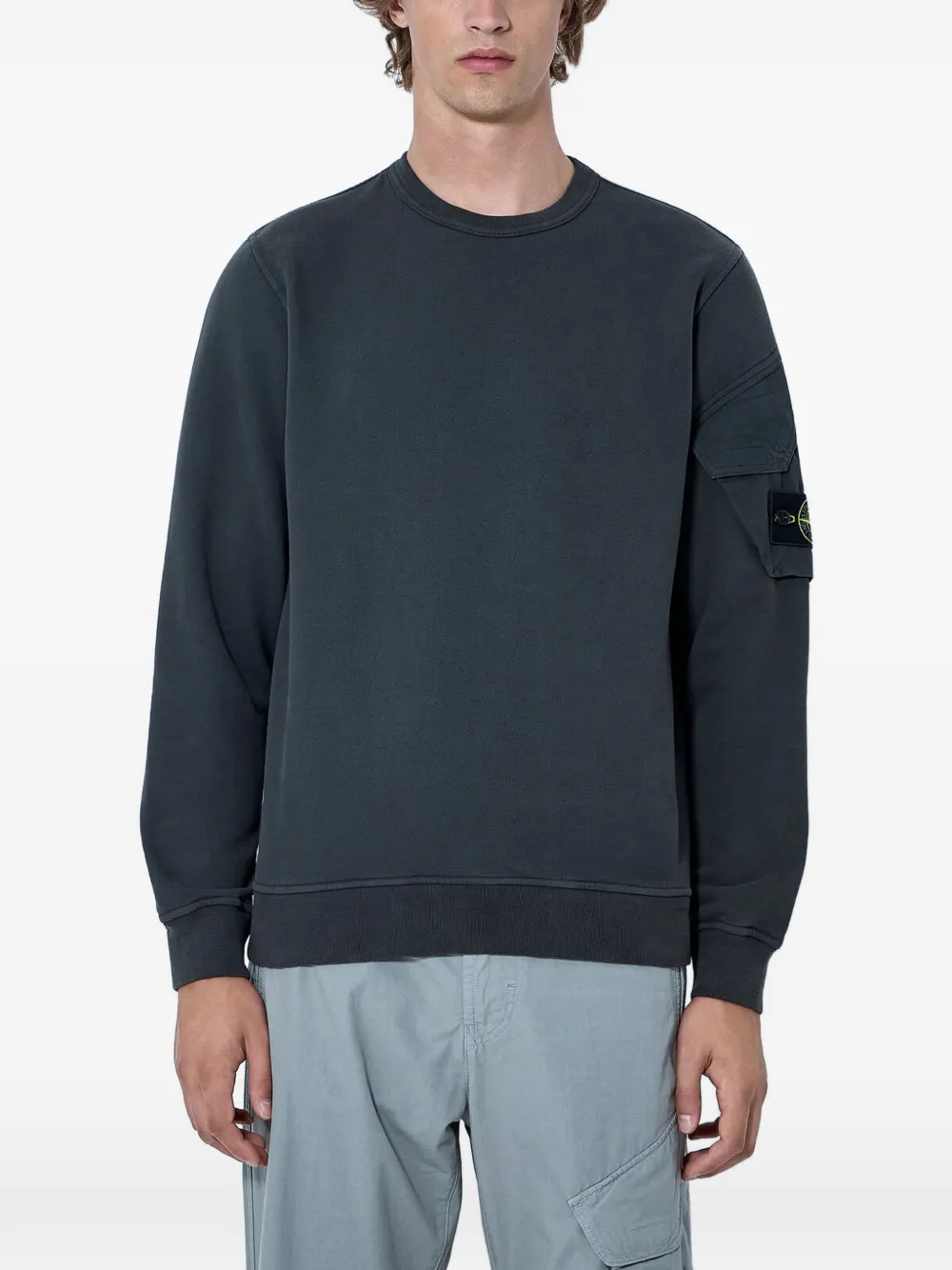 Stone Island sleeve-pocket ribbed-trim sweatshirt - Grigio