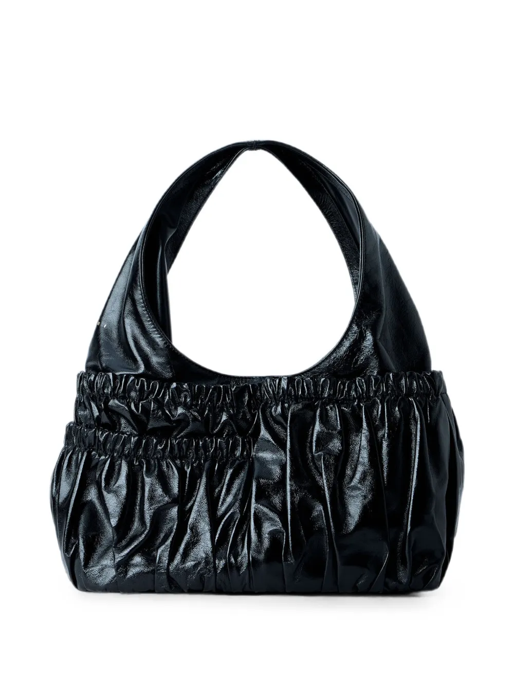 Marni Gesmockte leren shopper Zwart