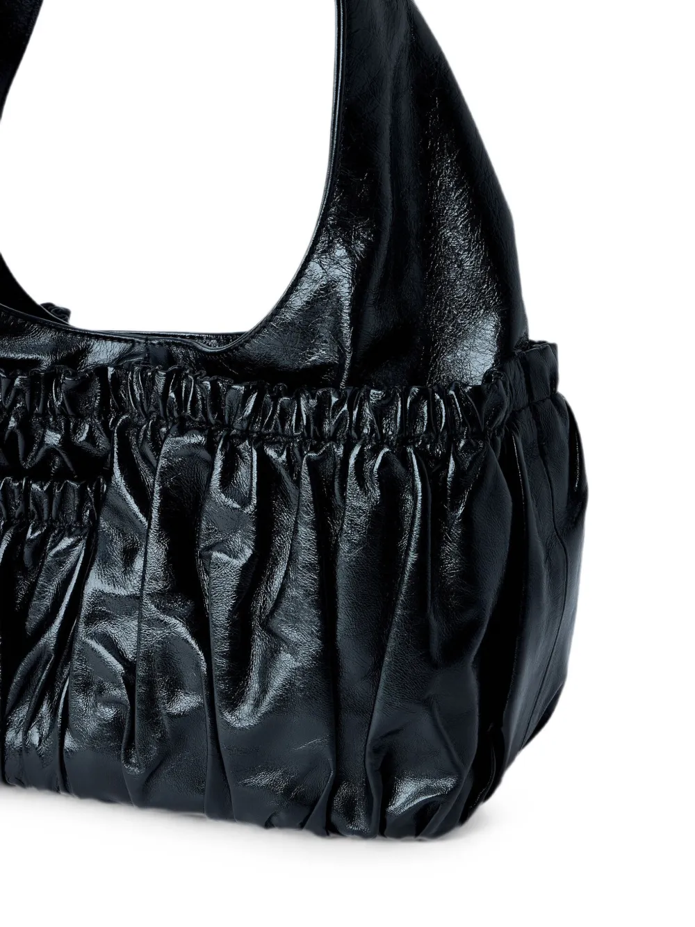 Marni Gesmockte leren shopper Zwart