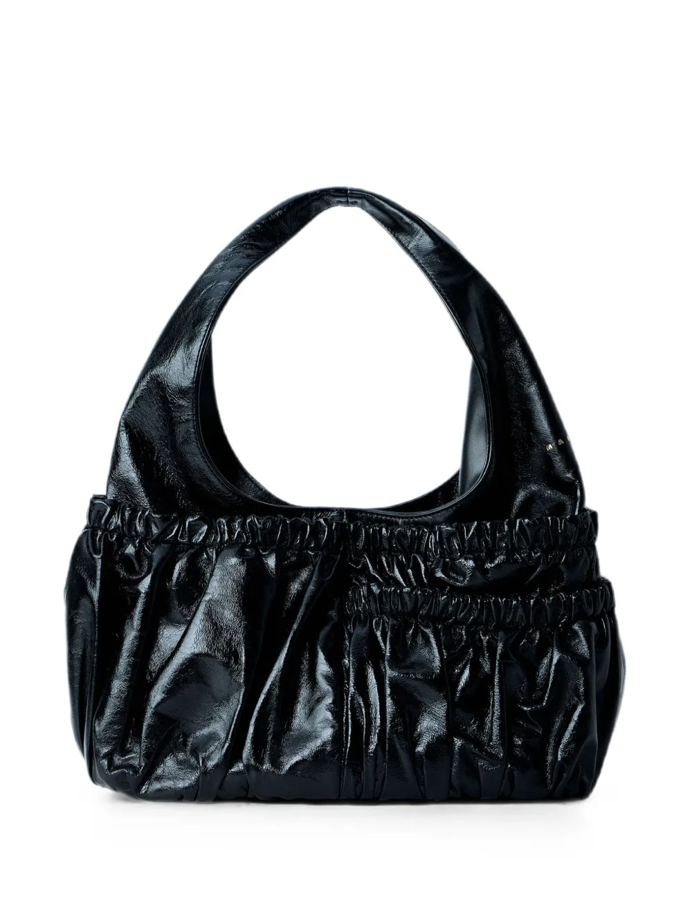 Marni gathered leather tote bag - Nero